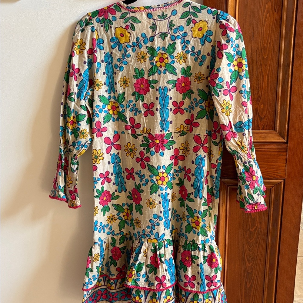 Mods Posa ⭐️NWT ⭐️ size XS Cream Floral Tassel Dress with Pink, Yellow & Blue - Picture 5 of 12